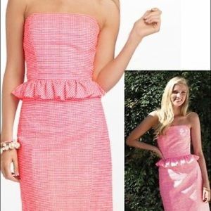Lilly Pulitzer Lowe Fiesta Pink Peplum Dress (NWT)